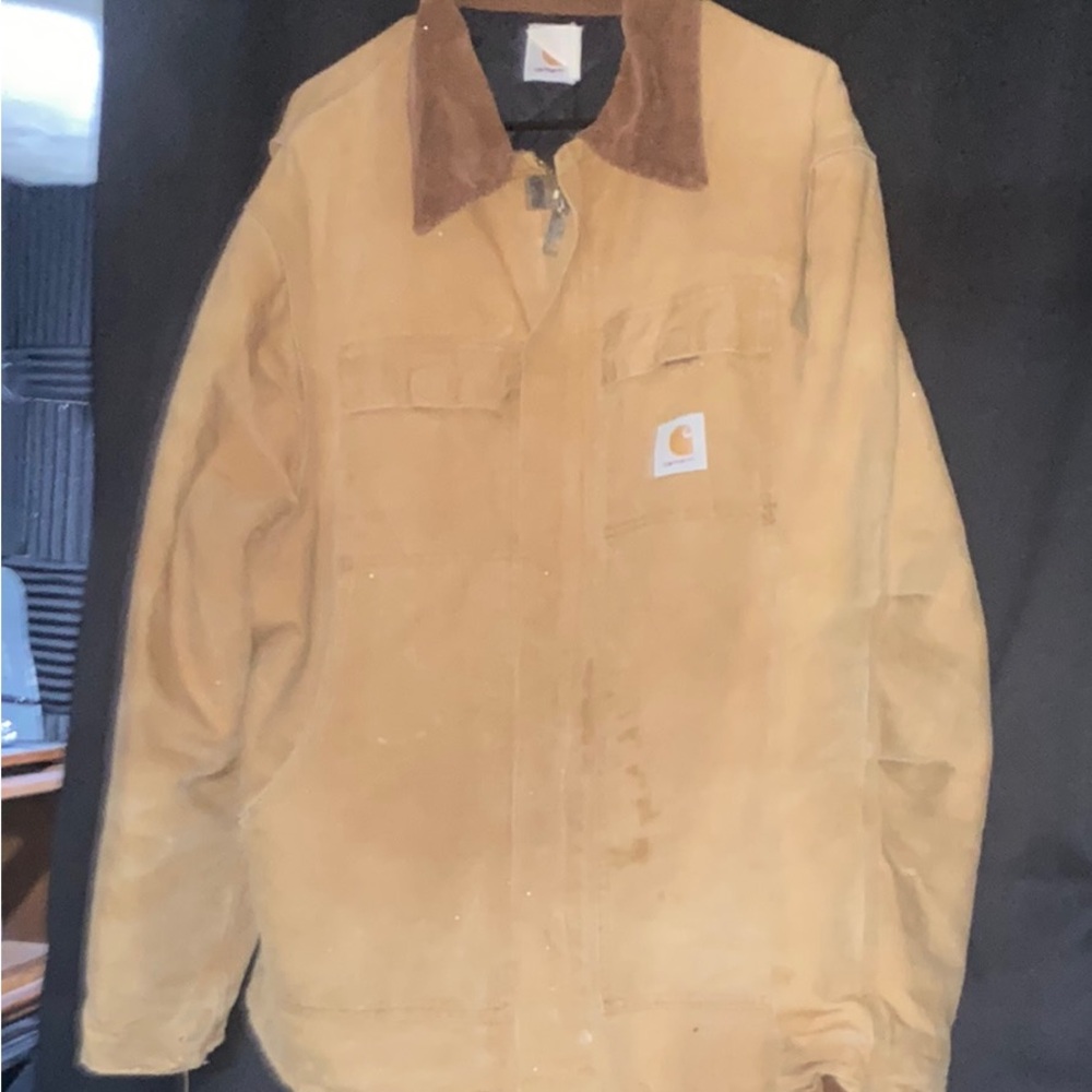 Carhartt Khaki Jacket with Chocolate Collar